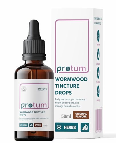 Zanipro 100% Natural Wormwood Drops for Dog Worming - Liquid Wormer for Dogs, Puppies & Cat Worming Drops - Herbal Tincture for Pet Health, 50ml