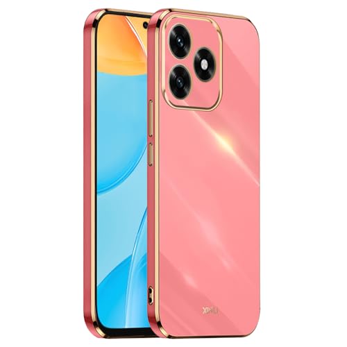 HONLEN Custodia per HONOR X5C Plus (6.74" Inches), Cover Morbida in Silicone TPU, Design del Telaio Galvanico - Rosso