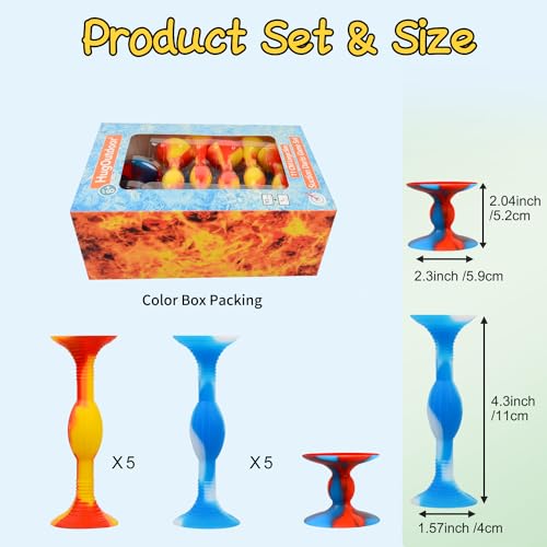 HugOutdoor Ice and Fire Color 10Pcs Suction Cup Darts 11 CM Large Size Silicone Sucker Soft Dart Kids Sticky Toy Indoor Outdoor Throwing Games - Image 2