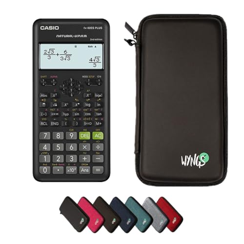 Casio fx-82ES Plus 2nd edition con Custodia Protettiva WYNGS inclusa Nero - Calcolatrice Scientifica - Pacchetto Base