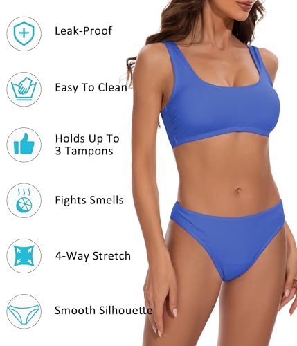 Image of Beautikini Period Swimwear for Teens Two Piece Leakproof Menstrual Bikini Swimsuit Sporty Bathing Suits for Girls Women
