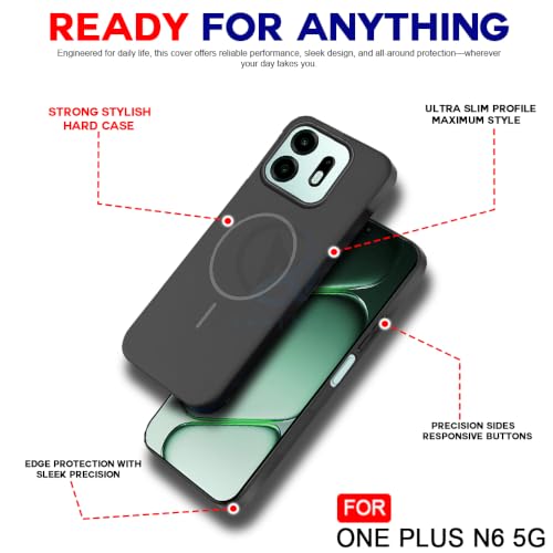 Image of AESTMO Shockproof Back Case Cover for OnePlus N6 5G | Slim Hard Shell | Hard Back Cover for OnePlus N6 5G (Compatible with MagSafe Accessories, Black)