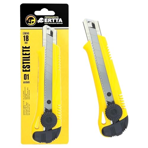 Kit Com 10 Estiletes Multiuso Largo Profissional Com Trava Giratória Lamina de 18mm