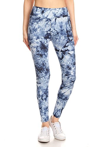 Leggings Depot High Waisted Tie Dye & Fabric Print Leggings For Women-3" Yoga-R959, Glacial Queen, Plus Size #TOP1