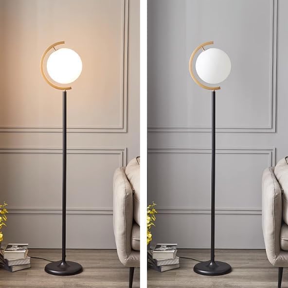 Lámpara de pie de hierro con luz de tres colores y poste ajustable para casa 6