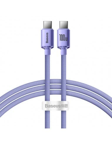 Baseus 100W USB C To USB C Cable Fast Charge Nylon Braided Type-C Cable for iPhone 15, iPad Air, iPad, MacBook Pro, Samsung S23, Huawei (4ft) (Purple)