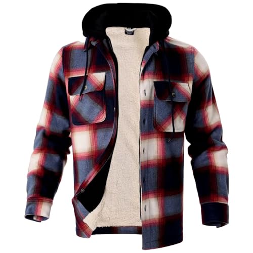 Image of LeeHanTon Mens Flannel Jacket Heavyweight Sherpa Fleece Jackets Outdoor Hiking Casual Soft Warm Coat with Pockets