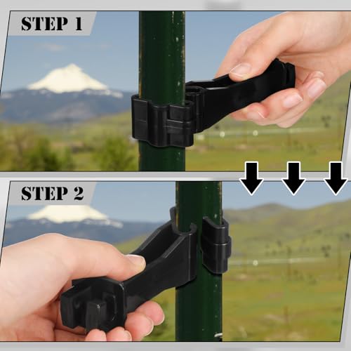 Image of Outus 50 Pcs Reversed Extender Insulator Snap Fit T Post Insulators for Electric Fence Wire for Yard Agricultural Ranchers Farm Fence (Black)
