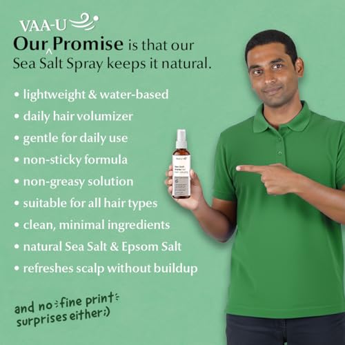Image of Sea Salt Hair Spray with Sea Salt & Vitamin E | Volumizes Hair & Adds Texture | Lightweight Non Sticky Styling Spray | Natural Beach Wave Look | For Men & Women | 100ml