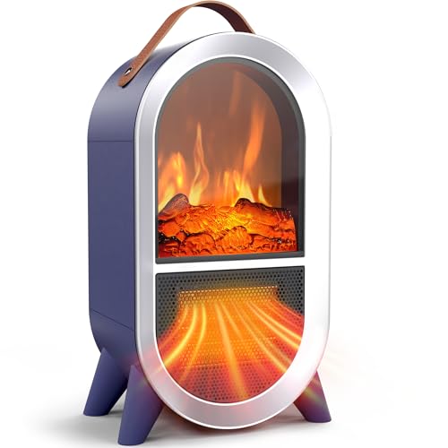 Image of Riseon Portable Electric Fireplace Heater for Home Office, Blue