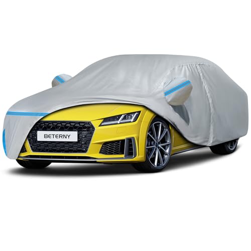 Car Cover for 2006-2025 Audi TT/TTS/TTRS Coupe Roadster, Waterproof Custom-fit All Weather Sun Rain UV Dust Snow Protection Windproof Outdoor Full Car Cover with Door Zipper and Cotton Lining-Gray