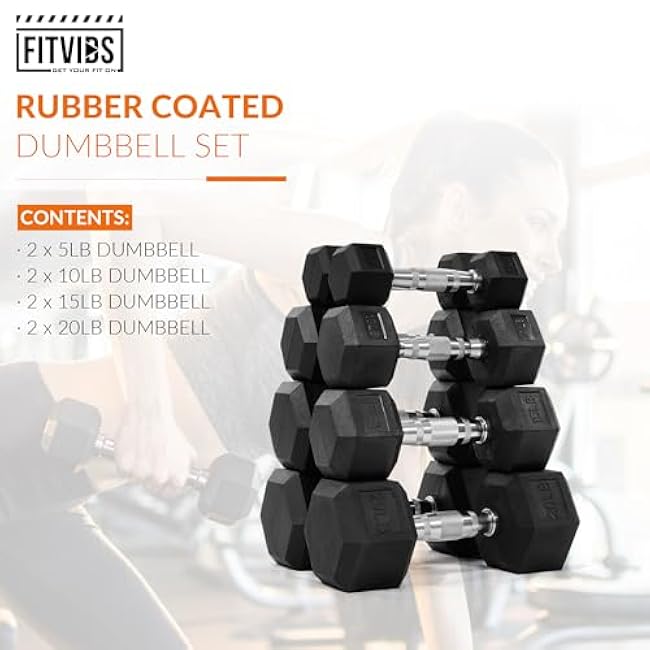 Rubber Encased Hex Dumbbell Set Contoured Handle for Muscle Toning, Strength Building & Full Body Workout, 60LB, 100LB and 150LB Set