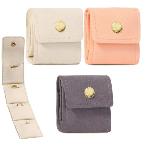 3PCS Mini Travel Jewelry Bag Organizer Foldable Velvet Portable Pouch