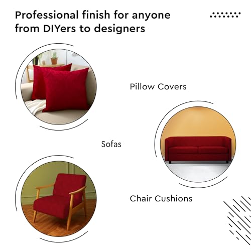 Image of Encasa XO Embossed Velvet Fabric Material by Meter Red | Sofa Cloth Material | Unstitched Fabric for Making Cushion Cover, Sofa Cover | 175 GSM | 3 Meters, 300x150 cm