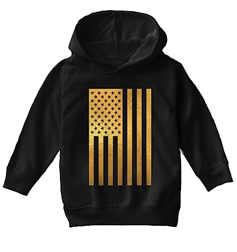 Tcombo Distressed Black American Flag - USA Toddler/Youth Fleece Hoodie2