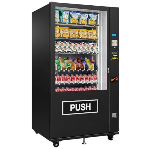 Snack&Drink Vending Machines for Business, 60 Slots Combo Vending Machine with Bill&Coin Acceptor Temp Control, Energy Saving
