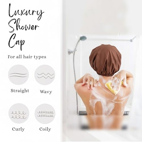 Image of BodyHerbals Eco Friendly Reusable Shower Cap -100% Water Proof, Soft & Adjustable Bath Cap For Hair Protection | Ideal For Spa, Home, Travel & Gym | Durable & Comfortable Design (Brown)