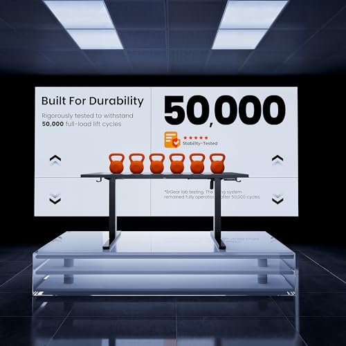 ErGear Small Height Adjustable Electric Standing Desk, 40 x 24 Inches Sit Stand up Desk, Memory Computer Home Office Desk with Two-Piece Desktop (Grey)