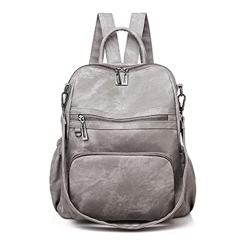 YOUNXSL Women Backpack Purse Leather Vegan Ladies Fashion Designer Rucksack Convertible Travel Shoulder Bag(Grey) Cover