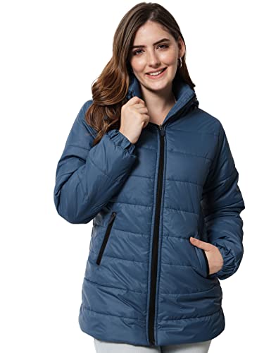 Image of KOTTY Women Nylon Peach Pink Solid Puffer Jacket