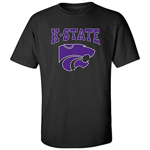 CornBorn Kansas State Shirt for Men - K State Tshirt - K State Wildcats Apparel - Powercat with Outline - Black - Large