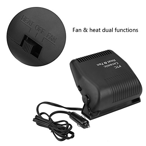 Keenso Portable Car Heater, Fast Heating Quickly Defrosts Defogger 12V Auto Ceramic Heater Cooling Fan Defogger Defroster - Thumbnail 7