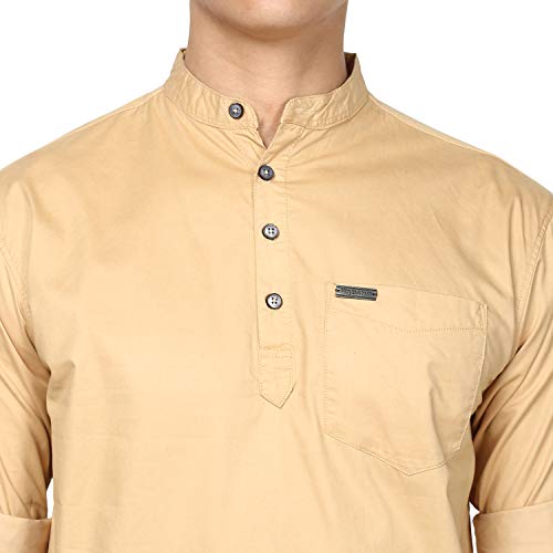 Image of Urbano Fashion Men's Cotton Full Sleeve Casual Shirt with Mandarin Collar Slim Fit