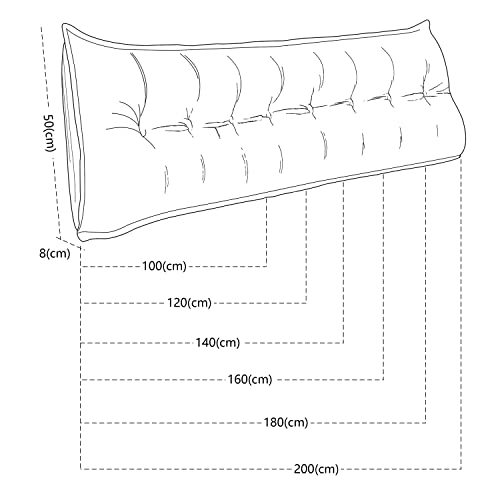 VERCART Grand Coussin de Lecture pour Chevet Tête de Lit, Gros Coussin de Canapé Long, Dossier Coussin Décoratif avec Rembourrage, Oreiller Traversin de Soutien Dorsal et Lombaire Lin 160cm Blanc