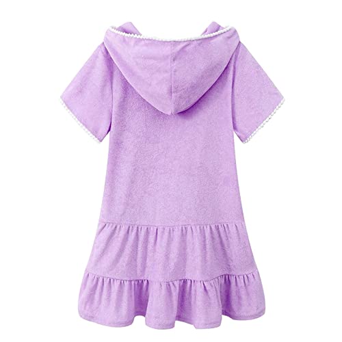 Little Girls Swim Cover Up Kids Swimsuit Coverup Zip Up Beach Bathing Suit Hooded Bathrobe Absorbent Beach Dress Baby2
