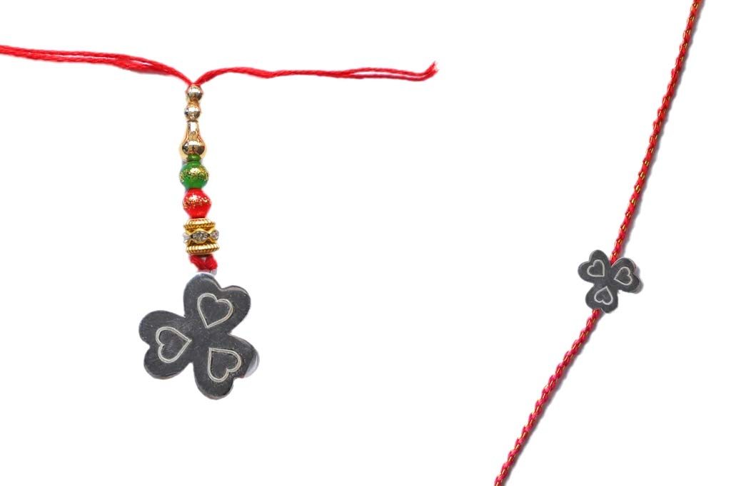 Veer JewelsPure 925 Sterling Silver Customized Alphabet Name 3 Heart Design Bhaiya Bhabhi Rakhi with Thread For Bhaiya Bhabhi