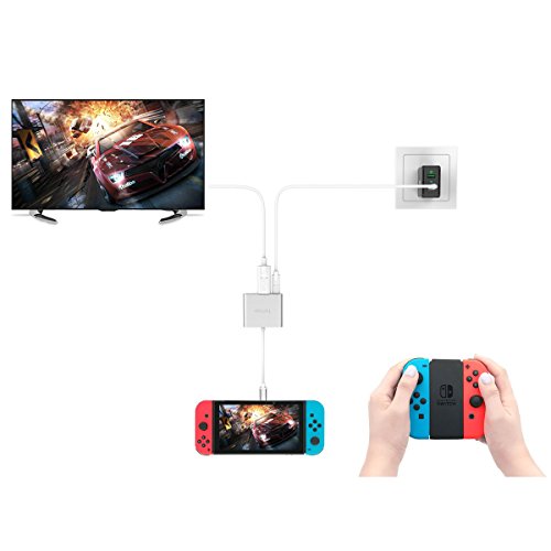 TUTUO Type C to HDMI Adapter Dock for Nintendo Switch, USB C to HDMI + USB 3.0-A + USB C PD (Power Delivery) Hub Converter for MacBook Pro 2017, Samsung Galaxy S20/Note 20 - Thumbnail 2