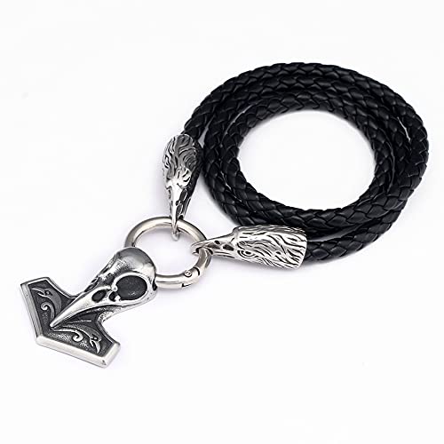 Bijoux biker Viking homme YABEME, collier corbeau avec sac cadeau Valknut