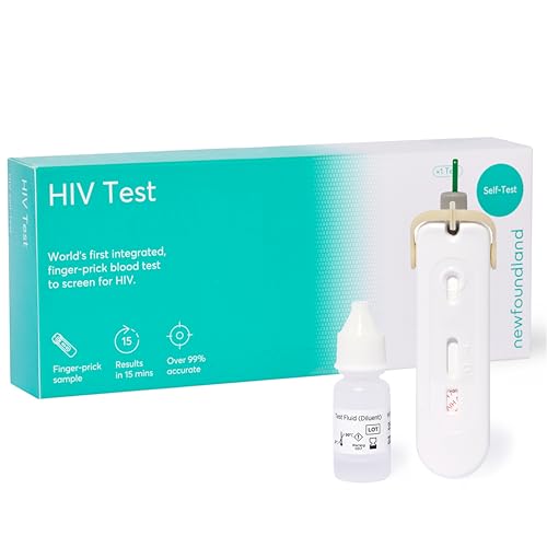 Newfoundland HIV Test Kit - 1 Test - HIV Positive Detection - 99% Accurate Home Test for Viral Load Levels - CE Certified - Blood Test Kit for HIV-1 HIV-2 Immunodeficiency - Detect Early HIV Signs