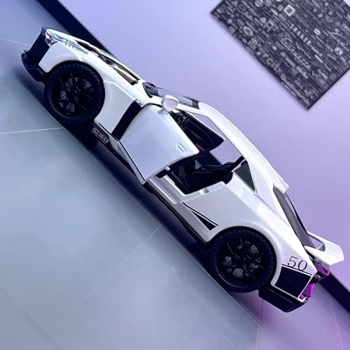 Image of Invite Enterprise Compatible for 1:32 Nissan GTR R50 Toy Car Model, Diecast Collectible Pull Back Model Car with Sound and Light, Toy Gift Vehicles for Adults Kids Boys Girls【White】