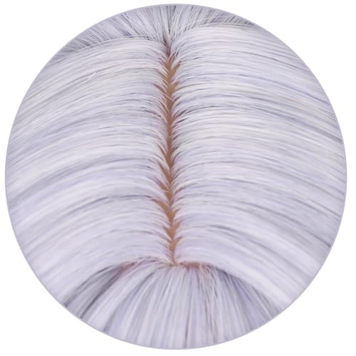Image of Anime White Gradient Purple Wigs with Bangs Women Long Straight Wig Layered Haircut COS Game Black SwanWigs Halloween,Christmas,Comic con,Game Show,Party