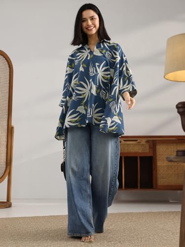Image of Libas Printed Cotton A Line Kurti Suit