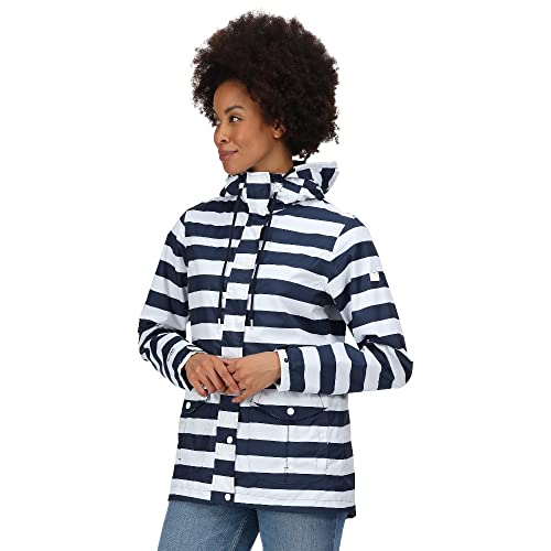 Regatta Womens/Ladies Bayarma Striped Lightweight Waterproof Jacket (8 US) (Navy/White)