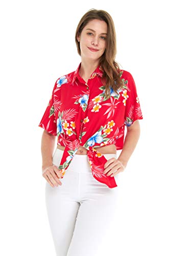 Image of Matchable Family Hawaiian Luau Men Women Girl Boy Clothes in Hibiscus Red