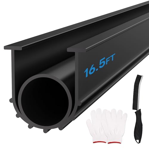 Orechic Garage Door Bottom Seals Weatherproof Weather Stripping Threshold Buffering Sealing High Performance EPDM Rubber Resistance Gasket Black 5/16 Inch T-End, 16.5FT Long