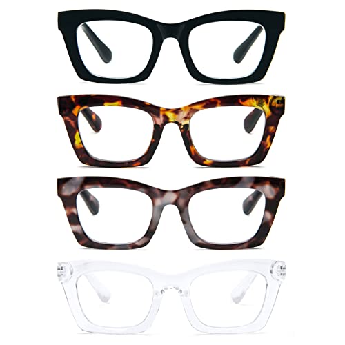 Lunettes de lecture carrées surdimensionnées avec charnières à ressort confortables