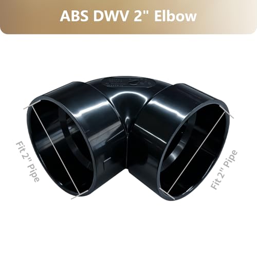 Image of LESSO 2PCS 2 inch Elbow ABS Pipe, 90 Degree 2 Inch ABS Fittings Vent Ell Pipe Fittings For Duct Reducer Connection of Drainage Dystem Connects Drainage System Components (SCH40 Black)