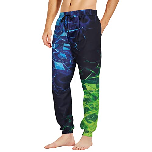 Belovecol 3D Sweatpants For Men Women Green Blue Geometric Printed Jogger Pants Running Jogging Lounge Trousers With Side Pocket Drawstring Xl #TOP1