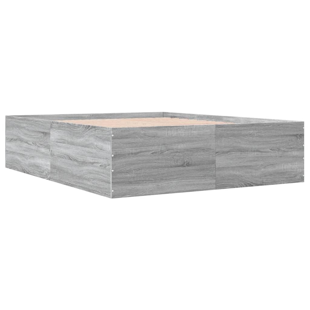vidaXL Bed Frame, Bed Base for Bedroom Guest Room, Mattress Foundation for Double Bed, Bedstead, Grey Sonoma 150x200 cm King Size Engineered Wood — image 1