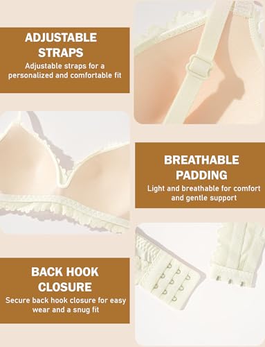 No Wire Everyday Bra for Girls Lightly Cotton Padded Comfort Training Bra Starter Bra with Adjustable Strap4