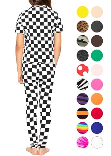 Image of STRETCH IS COMFORT Girls 2 Piece Hoodie Short Sleeve Long Sleeve Crew Neck Top and Leggings Set Kids Thermals Underwear Set