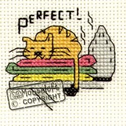 Mouseloft Mini Cross Stitch Kit - Perfect! (Warm Ironing), Biscuit The Cat Collection