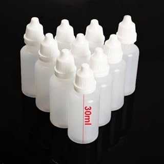 Onwon 10 Pcs LDPE Plastic Empty Squeezable Eye Liquid Dropper Bottles with Childproof Cap (30ML)