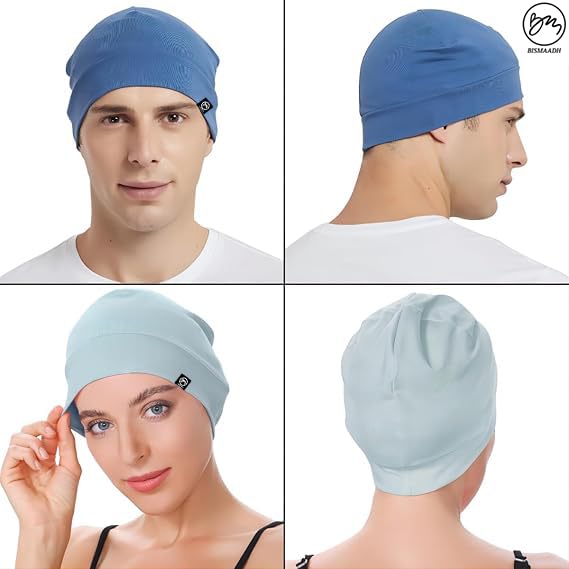 Image of Cooling Cotton Skull Caps for Men Women, Lightweight Beanie Sleep Hats Breathable Helmet Liner