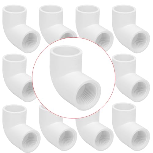 Lswteiz 10Pack 3/4' Slip x Female Thread 90 Degree Elbow PVC Pipe Fittings Connector SCH40 3/4IN...