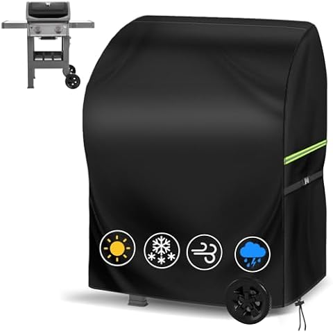 KHAMAL Grill Cover for Outdoor Grill 30 Inch - Waterproof 420D Oxford BBQ Covers for Outside with Windproof Buckles & Bottom Drawcord Black Cover